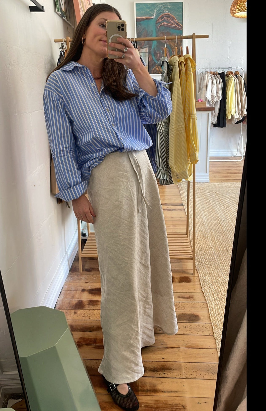 Plot Twist Maxi Skirt - Oat Linen