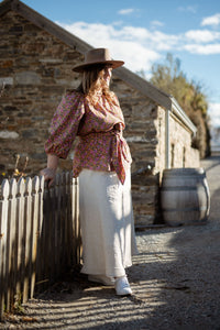 At Long Last Blouse - Raspberry Floral