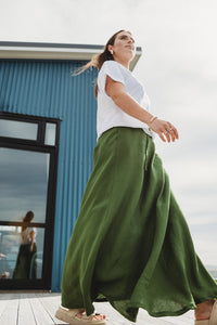 Plot Twist Maxi Skirt - Oat Linen