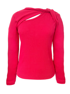 Knot So Fast Rib Knit Top - Raspberry