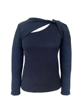 Load image into Gallery viewer, Knot So Fast Rib Knit Top - Navy
