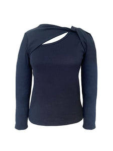 Knot So Fast Rib Knit Top - Navy